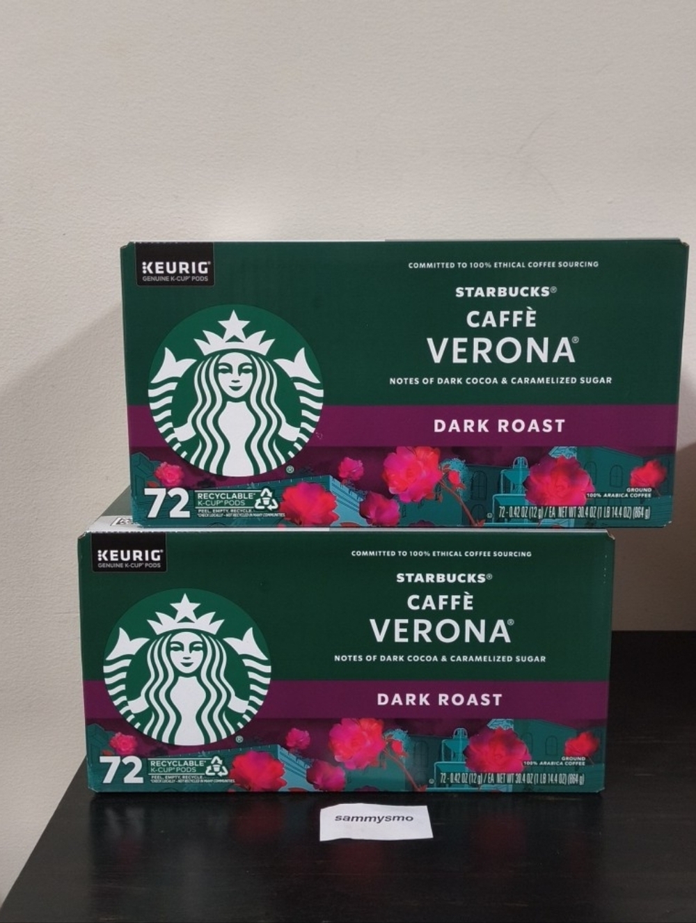 Starbucks Coffee Caffe Verona Dark Roast K-Cup Pod 72 Count 12/26 x2